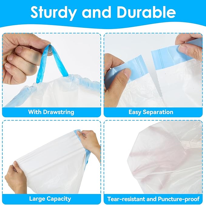 Cat Litter Bags 120 Count 26.37x15.74 Drawstring Close Litter Box Liners for Automatic Litter BoxThick Cat Poop BagsEasy to CleanHeavy Duty Robot Bag for Self-Cleaning Box