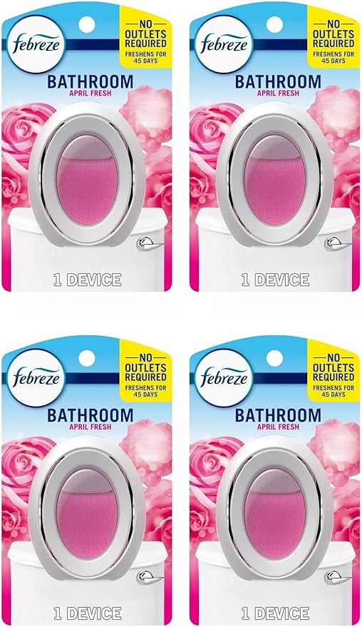 Febrezee Small Spaces Plug in Air Freshener Alternative for Home Odor Eliminator for Strong Odor 4 Count (Pack of 1) (April Fresh)