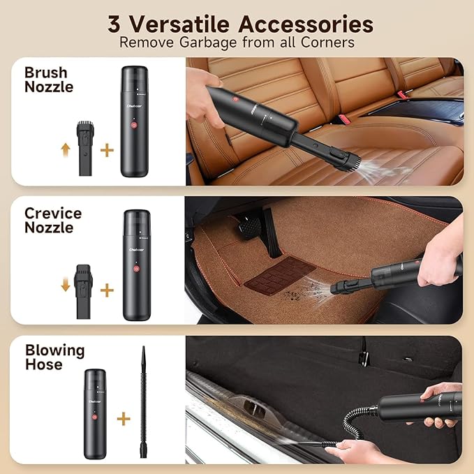 Chuboor Mini Vacuum Powerful Cordless Rechargeable Hand Held Vacuum for Dust Sand Crumbs - Ultra-Light Portable for Home Car - Black