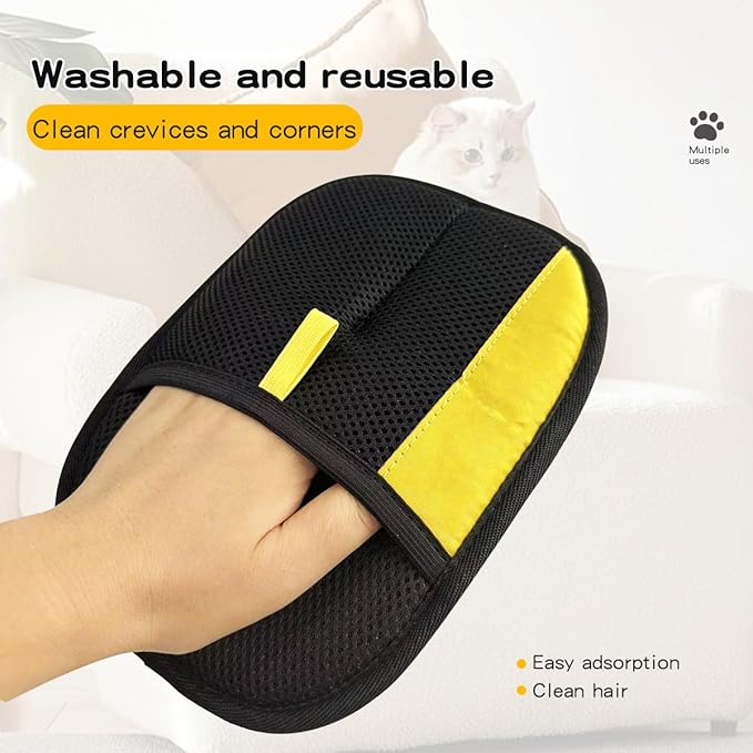 Pet Hair Remover Gloves for Cats &amp Dogs: New Upgrade Electrostatic Grooming Washable Reusable Cats &amp Dogs Hair Removal Gloves for Clean Couch Carpet Furniture Clothes Car Seat