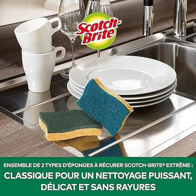 Scotch-Brite Cellulose Scrub Sponge Set 6 Classic &amp 6 Delicate scourers 12 Pieces in Total in Pack