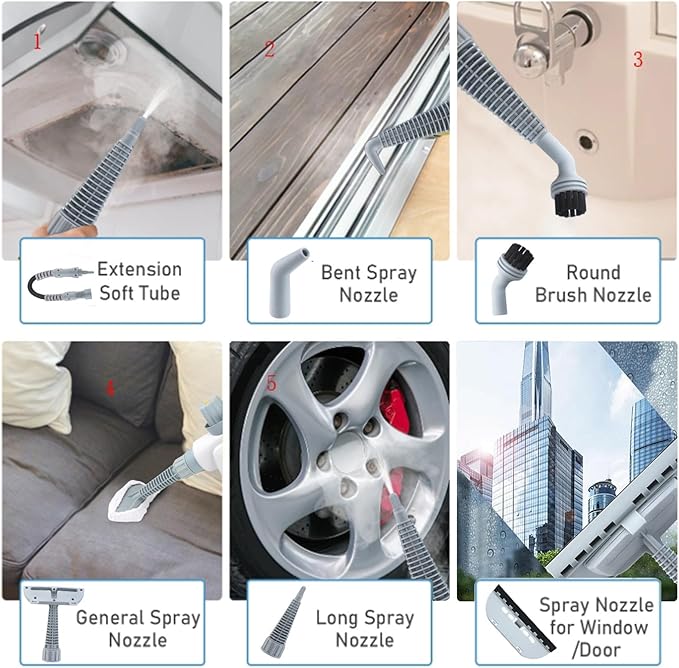 Pressurized Steam Cleaner Handheld Multi-Surface Steamer with 11 Accessories &amp Steam Lock 350ml Tank for Home Car Kitchen Bathroom Windows – Chemical-Free Deep Cleaning