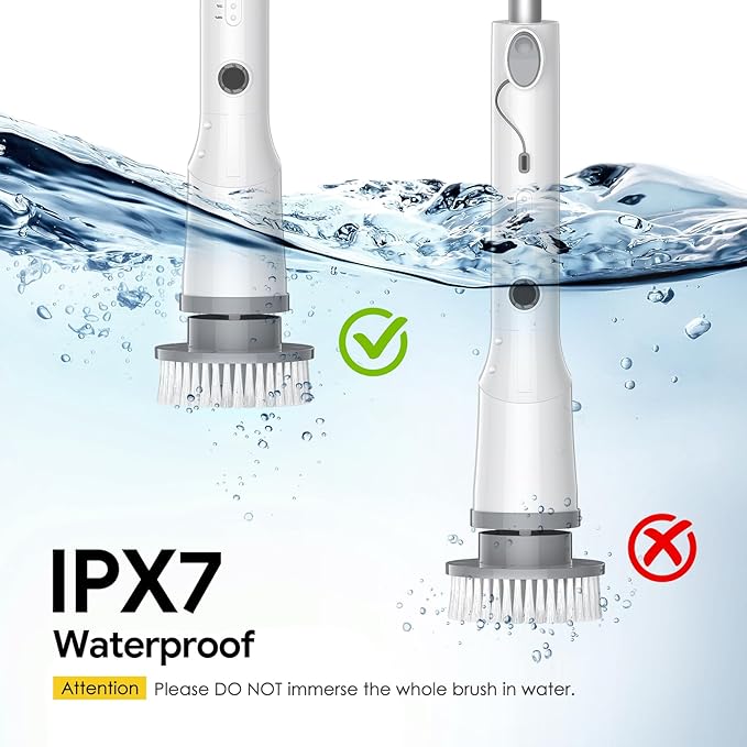 Electric Spin Scrubber 2026 New Cordless Cleaning Brush Shower Cleaning Brush with 7 Replaceable Brush Heads Power Scrubber 3 Adjustable Speeds Detachable Long Handle &amp IPX7 Waterproof