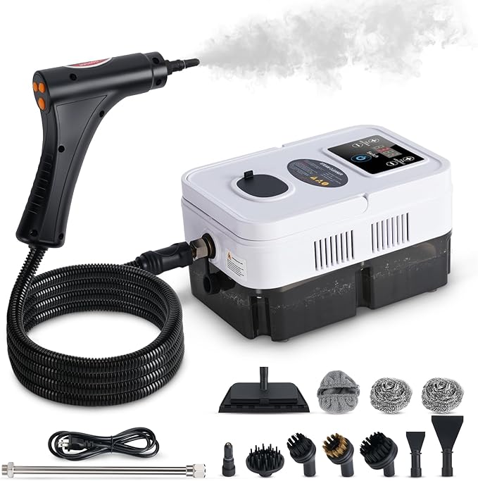 Steam Cleaner for Home &amp Car 15s Fast Heat-Up 1.2L Large Tank 221°F High-Temp Portable Handheld Steamer for Deep Cleaning Grout Tile Grease Floors &amp Sanitizing Furniture Couch Car Deta