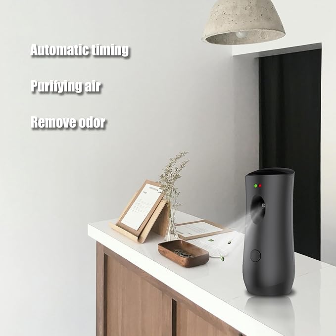 (4-Pack) Auto Air Freshener Spray Dispenser Free Stand or Wall Mounted Automatic Aerosol Aroma Machines are Widely Used in Hotels Bedrooms Airports Bathrooms Offices Commercial Places (Black 001)