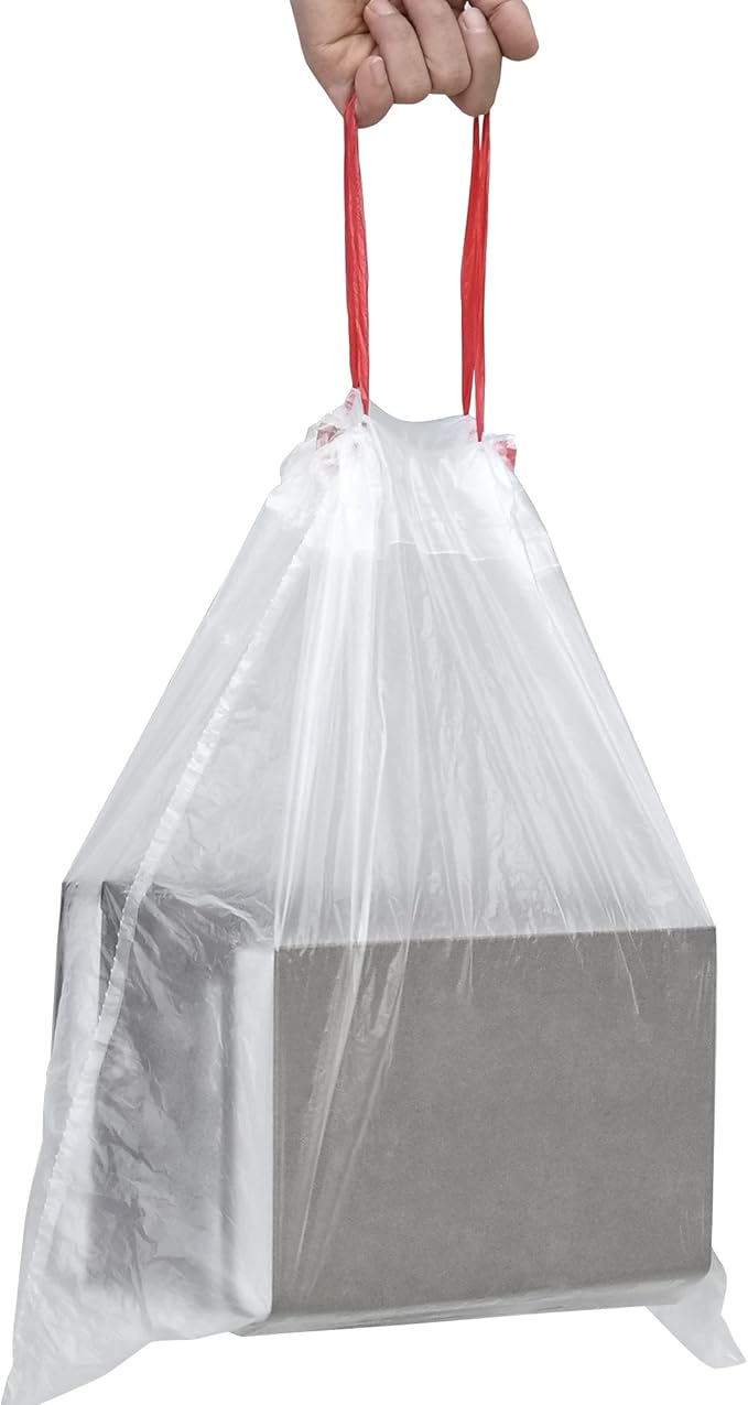 Pekky 2.6 Gallon Small Drawstring Trash Bags Clear Heavy Duty 120 Counts