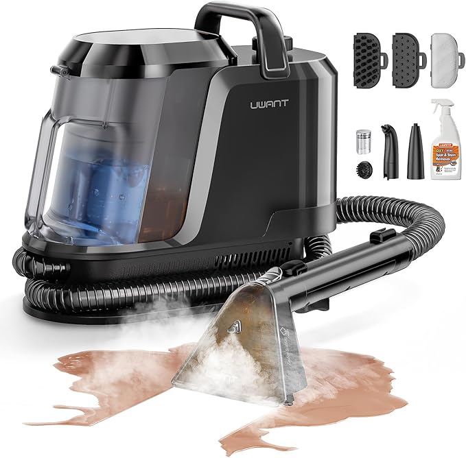 Uwant Carpet Cleaner Machine with Steam&ampHot&ampCold Water System 18Kpa Powerful Suction Upholstery Cleaner Machine with Pet Pro Cleaner for Pets Carpet Steam Cleaner Set of 1