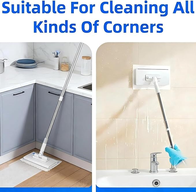 Clip to Grip Mini Mop Snap &amp Grip Zero-Touch Cloth Changing Mops Self-Squeeze Hands-Free Wet &amp Dry Cleaning mops for Kitchen Bathroom Desktop &amp Small Spaces (2 mop + 20 Cloths)