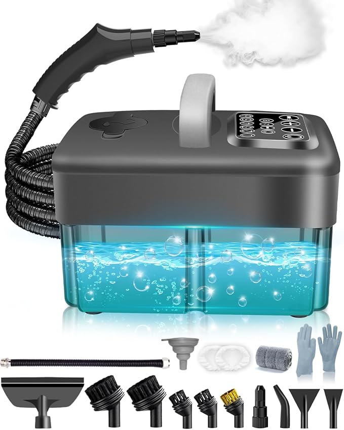 Steam Cleaner for Home - 1600ML Water Tank 15s Heat-Up Portable Steamer for Cleaning 6 Level Adjustable 2500W 45PSI 250°F Steam Handheld Steam Cleaner for Car Detailing Grease TileGrout