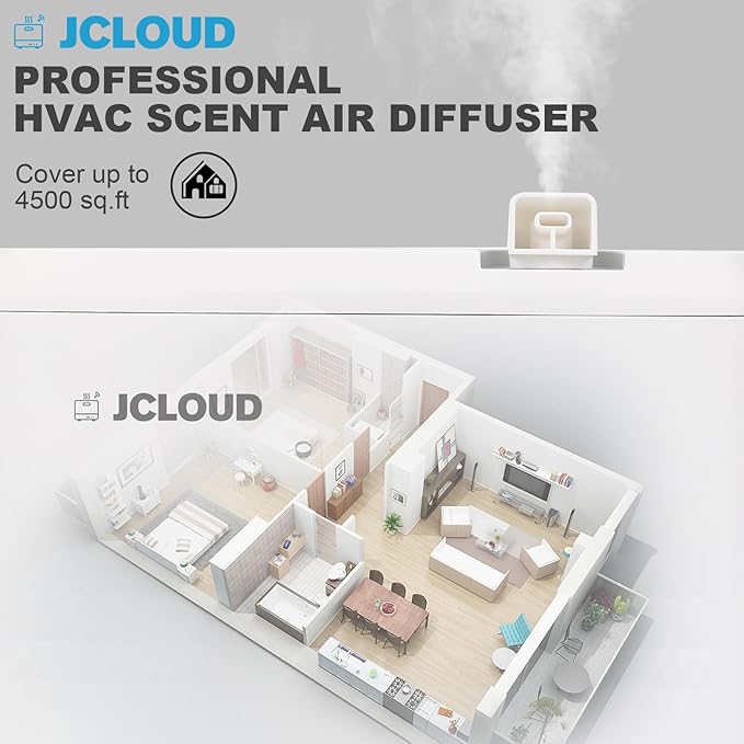 JCLOUD Smart Scent Air Machine for Home Hotel Scent Diffuser with Cold Air Tech 850ML HVAC Scent Diffuser Cover Up to 4500 Sq. Ft Upgraded Waterless Oil Diffuser for Home Hotel Office Spa