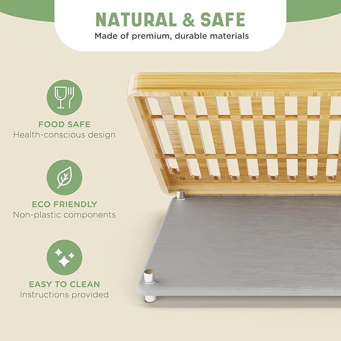 NIUM Stone Drying Mat for Kitchen Counter &amp Bamboo Rack - 16″x12″ - Diatomaceous Earth Dish drying mat Ultra Absorbent &amp Fast Drying - EcoFriendly with Non-Slip Pads &amp Anti-Moisture Design