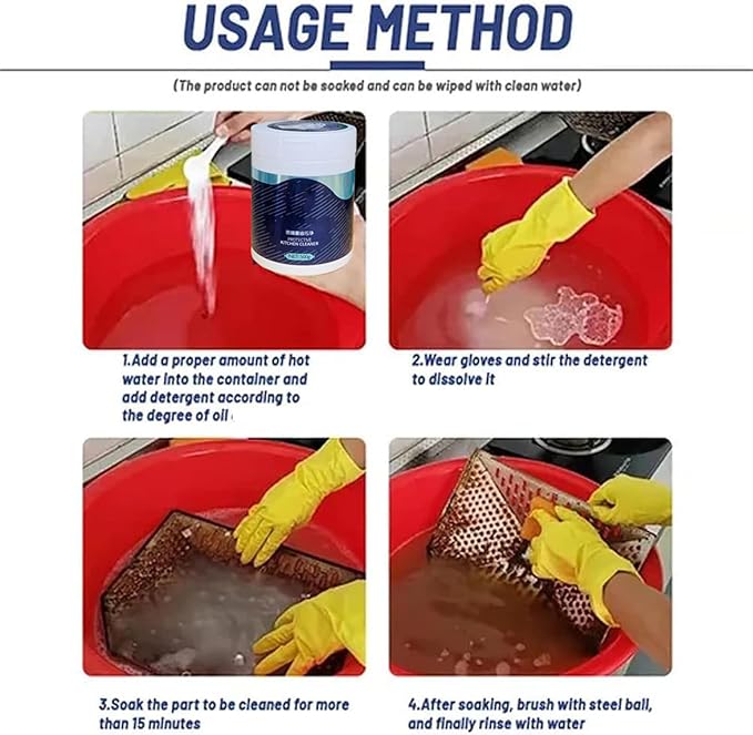 Kitchen Powder Degreaser Cleaning Powder for Grease All Purpose CleaningPowder Stove Cleaner Heavy Oil Grease Away PowderCleaner (1PC)