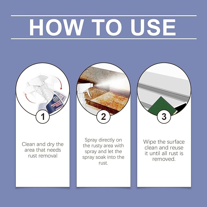 2026 New Highly Concentrated Steel Rust Remover Rust Remover Spray Multi-Functional Quick-Acting Rust Removal Spray for Metal Tools Cars Chains (3Pcs)