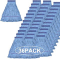 Matthew Cleaning Heavy Duty Mop Head Commercial Grade Replacement for General and Floor Cleaning Wet Industrial Blue Cotton Looped End String Head Refills (Case of 36) Blue