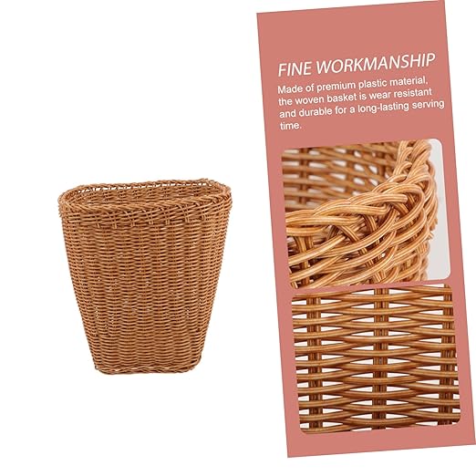 Farmhouse Woven Basket Rattan Storage Wastebasket for Living Bedroom Office Dorm Rustic Design Lightweight Versatile Home Decor