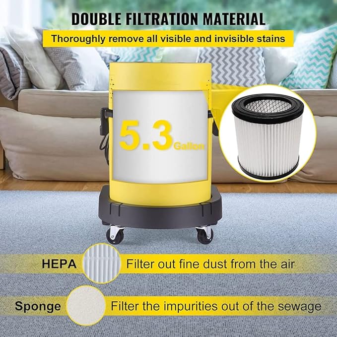Portable Vacuum Carpet Cleaner 4-in-1 Wet Dry Machine with Blower and HEPA Filter for Carpet Curtain Sofa Car Cushion Cleaning