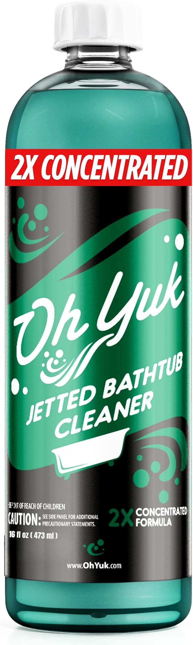 Oh Yuk Jetted Tub Cleaner 2X Concentrated – Deep Cleaning Jetted Bathtub &amp Jacuzzi Cleaner for Tub Systems with Jets – Removes Buildup – 16 fl oz