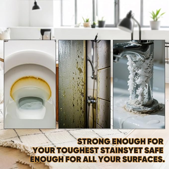 Stubborn Stains Cleaner - Advanced Foam Cleaner for Bathroom and Kitchen Surfaces Removes Tough Stains Without Scrubbing Safe for Tiles Toilets and Glass (8)