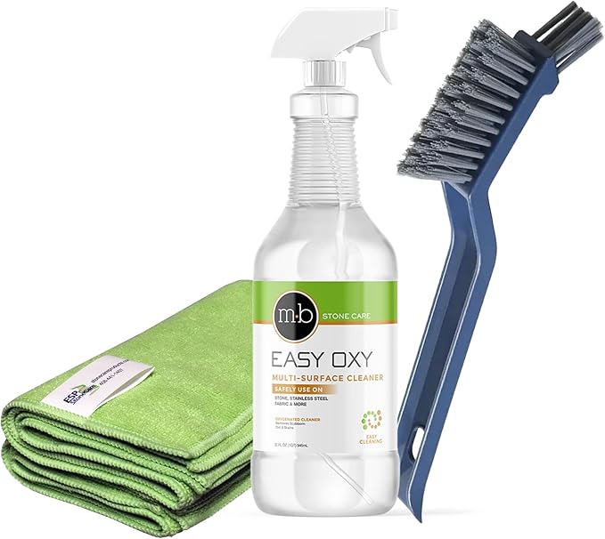 Granite Marble Tile &amp Grout Cleaner EASY OXY KIT- (1 Quart / 32 fl oz) (For Cleaning Stone Limestone Travertine Quartzite Serpentine Slate Concrete &amp Terrazzo)