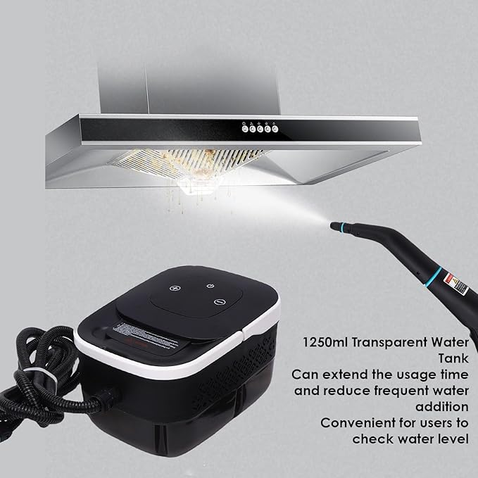 Steam Cleaner 1500W Handheld Portable Steamer with 6 Gear Adjustable 4 Bar Pressure 15s Heat Up 1250ML Tank for Home Car Tile Grout Dirt (US Plug 110V)
