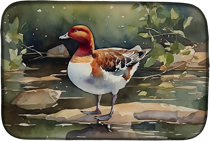 Caroline's Treasures DAC3263DDM Redhead Duck Dish Drying Mat Absorbent Dish Drying Mat Pad for Kitchen Counter Dish Drainer Mat for Countertop 14 x 21 Multicolor