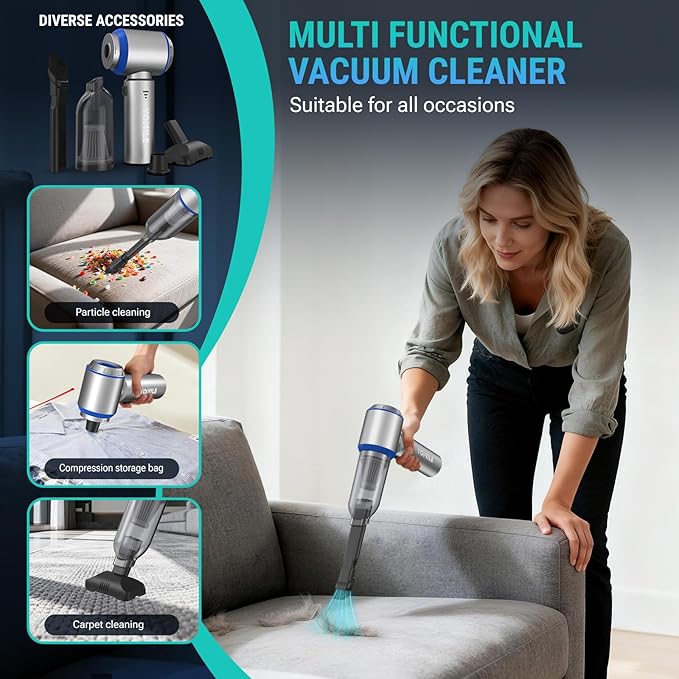 Mini Vacuum Cleaner 2 in 1 27000PA Brushless Car Vacuum &amp250000RPM Air Duster 9000mAh Battery Air Blower Wireless Handheld Vacuum for CarOffice and Home