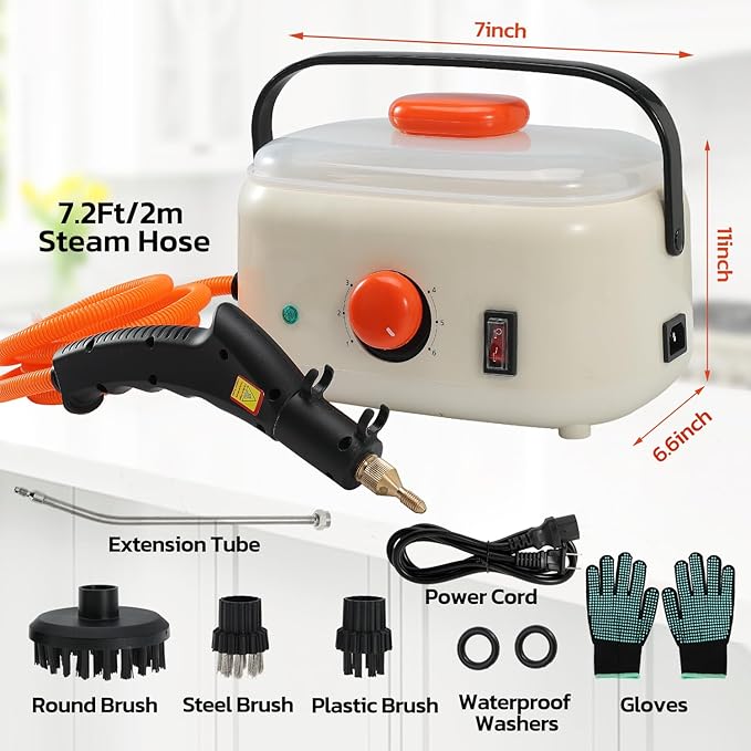 2500W High Pressure Handheld Steamer1500ml Steam Cleaner for CleaningPortable Steam Cleaner for Home Use High-Temperature Steamer Cleaner for Car Detailing Kitchen Bathroomfor Home Shower All Sur