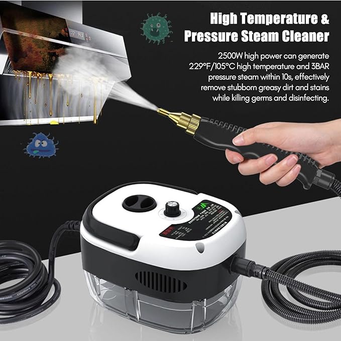 Steam Cleaners 2500W Portable Handheld Steam Cleaner 1000ML High Temperature Pressurized Steam Cleaning Machine with Water Tank for Kitchen Bathroom Car