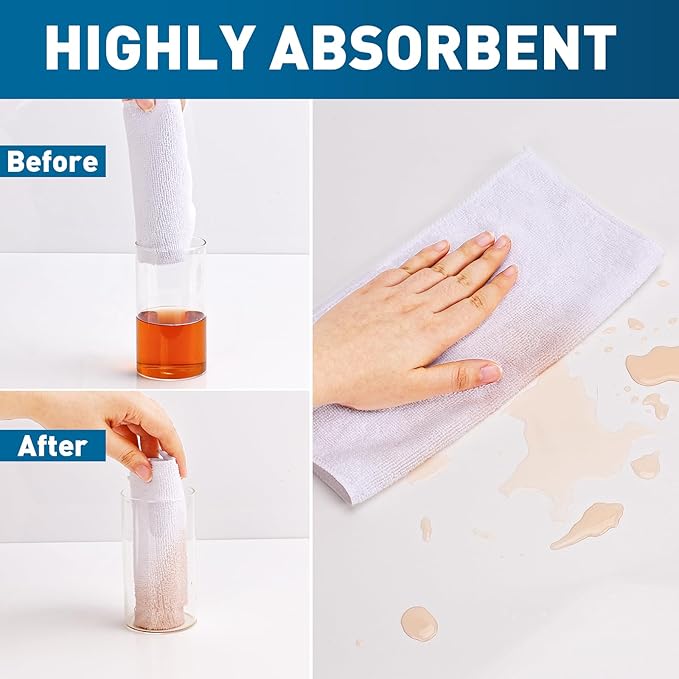 White Microfiber Cleaning Cloths Bulk-400 Pack Microfiber Towels Bulk Towels for Cars Cleaning Rags White (12x12 inches)