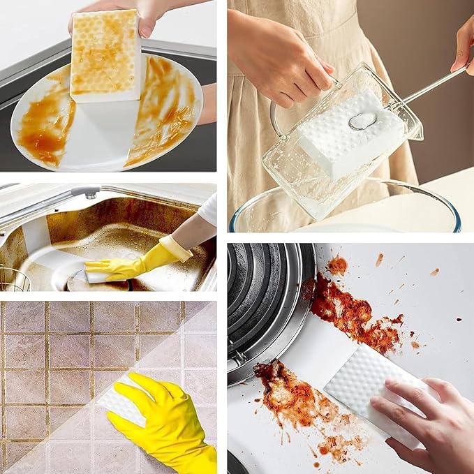 Dirt Eraser Sponge Pack of 50 Eraser Sponge Cleaning Sponge Magic Sponge 2 x Compression Melamine Sponge Wonder Sponge White Cleaning Sponge for Household Kitchen Shoe Sponge