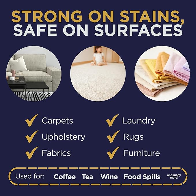 Pro’s Choice Stain Magic Professional Grade Upholstery &amp Carpet Stain Remover for Clothes Laundry &amp Tough Organic Stains Effective Fabric Spot Cleaner for Red Wine Coffee Tea Pet Stains &