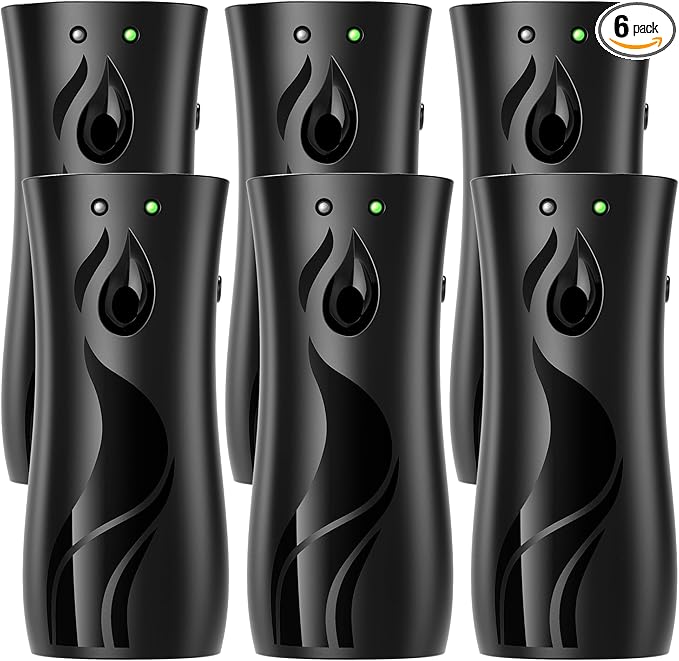 Automatic Air Freshener Spray Dispenser 6-Pack Wall Mounted or FreestandingMultiple Time SettingsCommercial and Home Use in Bathrooms Offices Living Rooms and Commercial Places (Black 1121)
