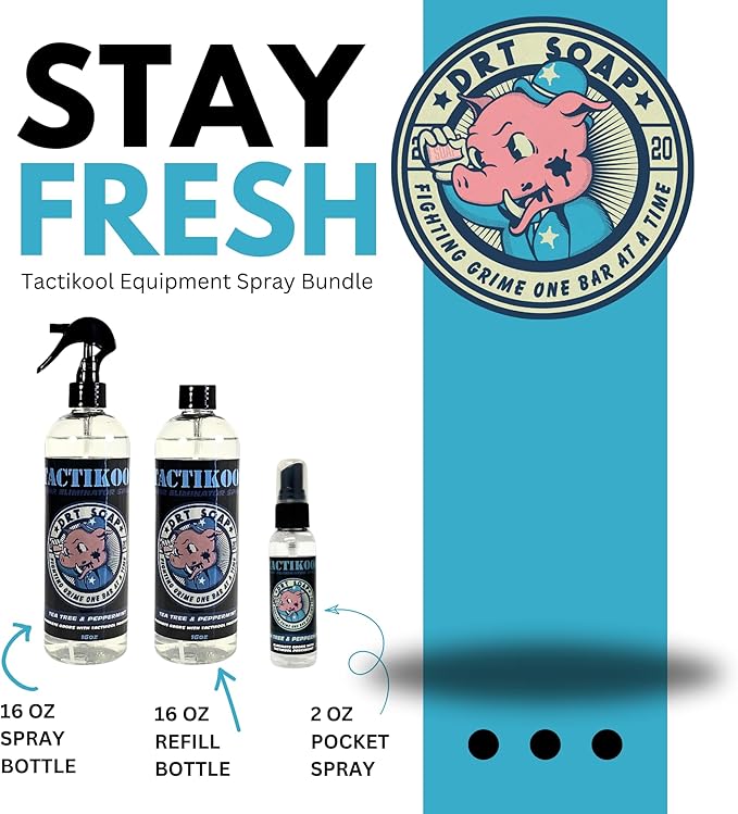 Odor Eliminator for Law Enforcement Gear (Combo Pack of 3 (16oz &amp 2oz Travel Bottle))