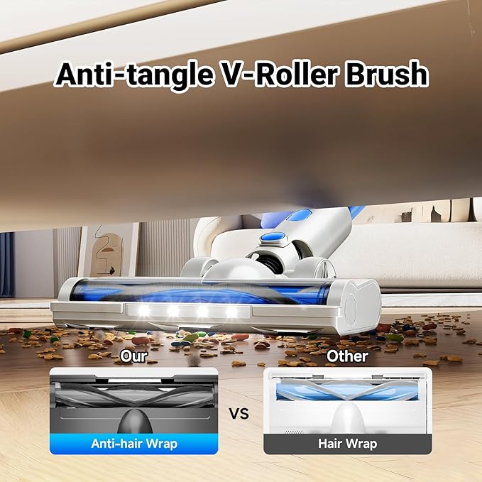 Cordless Vacuum Cleaner for Home 8-in-1 Lightweight Stick Vacuum with 45Mins Runtime Powerful Suction Anti-Tangle Rechargeable Cordless Vacuum for Hardwood Floor Carpet Pet Hair W-N505