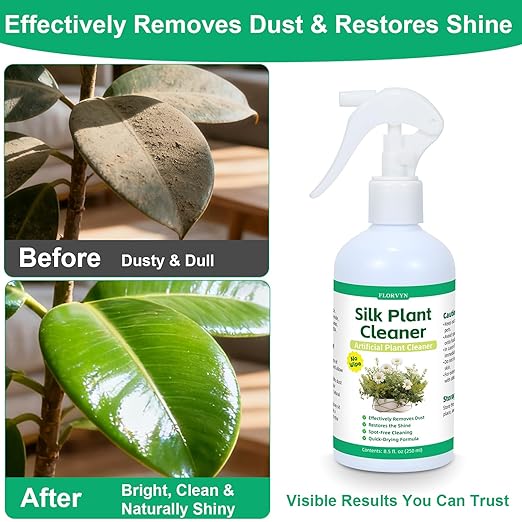 Silk Plant Cleaner Spray No Wipe Artificial Plant Cleaner for Fake Plants &amp Flowers Quick-Dry Dust Remover for Silk Flowers Restores Shine Spot-Free Cleaning Spray Fake Greenery Plant Clean