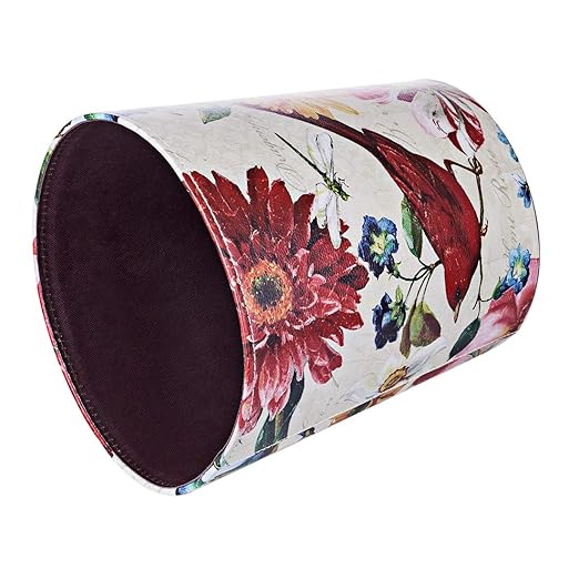 Leather Trash Can Retro Decorative Waste Basket 10L Capacity Small Waste Paper Basket Waterproof Garbage Can for Bathroom Bedroom Office Kitchen and Living Room - Red Bird