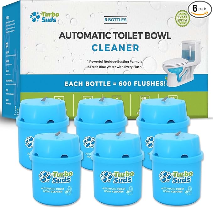 Ultra-Long Lasting Toilet Bowl Cleaners – 6 Pack Automatic Toilet Tank Cleaning Bottles Tablets Long-Lasting Stain &amp Odor Control Septic-Safe Blue Water Fresh Scent