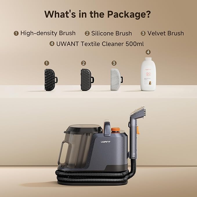 Uwant Portable Carpet and Upholstery for Deep Cleaner 18Kpa Carpet Cleaner Machine for Cars Pets with Cleaning Tool and Self Cleaning for Spot Rug Couch