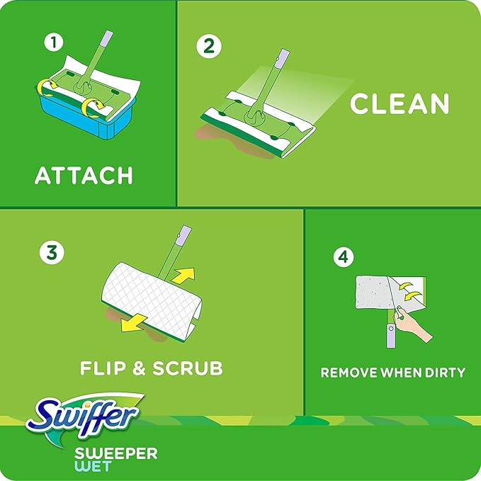 Swiffer Sweeper Wet Cloth Refill White 64 Count
