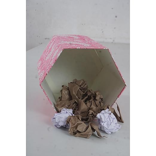 Floral Hand Block Printed 3.3 Gallon Decorative Waste Basket – Eco-Friendly Cardboard Trash Can Plastic-Free &amp Sustainable Perfect for Christmas and Housewarming Gifts (1 Pink MUKAT)