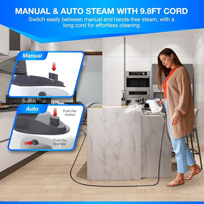Handheld Steam Cleaner – Multipurpose High-Pressure Steamer with 9-Piece Accessory Set – Powerful Cleaning for Home Kitchen Car and Upholstery – Chemical-Free Surface Cleaner