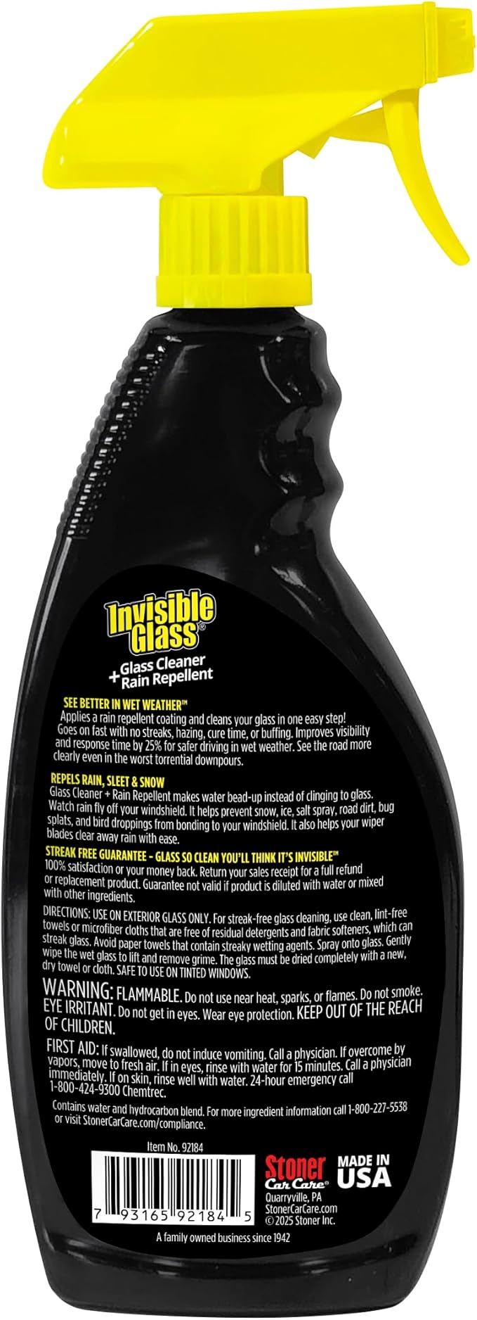 Invisible Glass 92184-4PK Glass Cleaner + Rain Repellent 2-in-1 Windshield and Window Spray Cleans Auto Glass Repels Rain Sleet Snow Improves Wet Weather Visibility – 22 fl oz (Pack of 4)