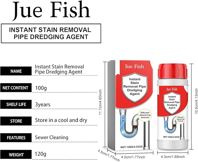 Powerful Drain Cleaner for Clogged Pipes - Hair Grease and Oil Remover for Kitchen Bathroom and Shower Drains - Fast-Acting Pipe Unclogging Solution Safe for All Plumbing Systems