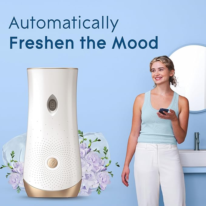 Glade Automatic Spray Refill and Holder Kit Air Freshener for Home and Bathroom Clean Linen 6.2 Oz 2 Count