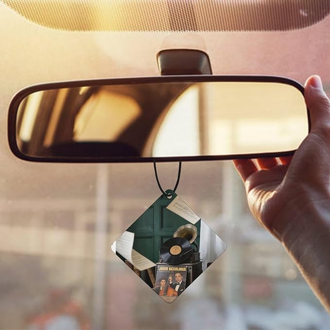 5PCS Car Air Freshener Hanging Personalized Double Sided Vintage Phonograph Car Fresheners Long Lasting New Cars Scents Cute Automotive Freshies for Closets Drawers (tea)