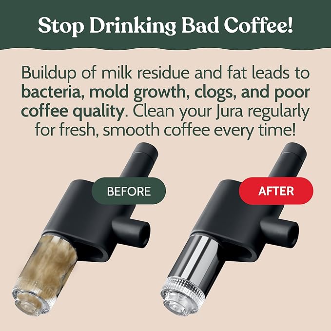 Roobi Compatible Milk System Cleaning Powder for Jura. Specially formulated for Jura Automatic Espresso Coffee Machines. 100% Vegan Carbon Neutral.