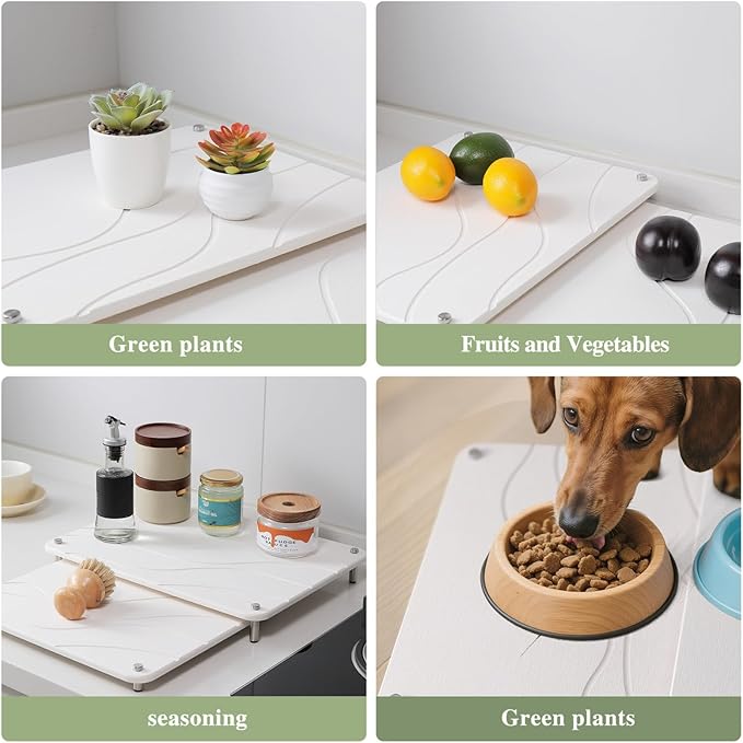 2-Pack Marble Dish Drying Mats for Kitchen Counter Diatomaceous Earth (Diatomite) Quick-Dry Sink Countertop Pads for Dishes &amp Utensils Non-Slip Easy to CleanWhite