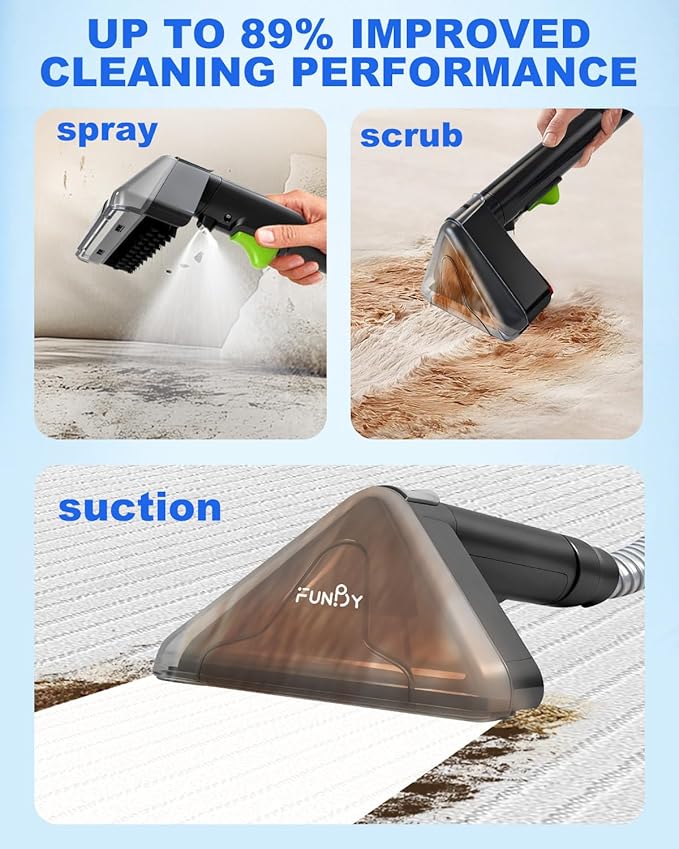 Portable Carpet Cleaner MachineCarpet &amp Upholstery Cleaner Machine15KPA Portable Small carpet Cleaner with Powerful SuctionHandheld Carpet Cleaner with 3 Brusheadportable Carpet cleaner for Pe