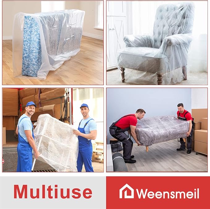 Mattress Bags for Moving and Storage [2 Pack] 4 Mil Mattress Storage Bag Heavy Duty Clear Plastic Bed Mattress Cover for Moving Long-Term Storages and Disposal - Queen Size 76 x 96 Inch
