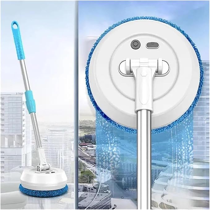 Fit for Automatic 2 in 1 Wireless Electric Mop for Home Cleaning - Wet &amp Dry Spin Mop for Ceilings Doors and Windows(Wireless White)
